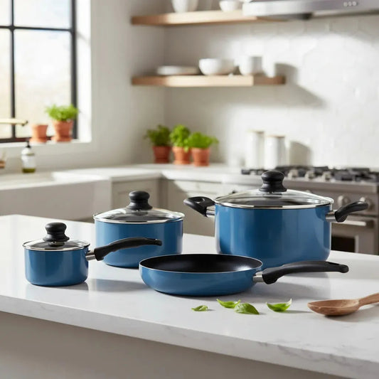 Batería De Cocina De Aluminio 6 Piezas Azul Gourmet Fantuzzi Azul