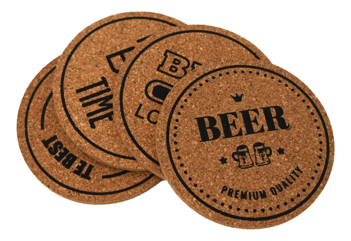 Posa Vasos Corcho Redondo (4u) Cerveza Beige