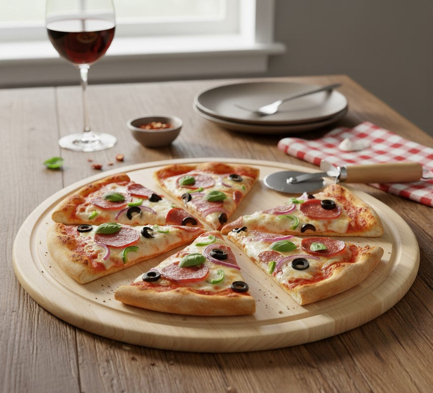 Tabla de Madera Natural para Pizza 29 cm