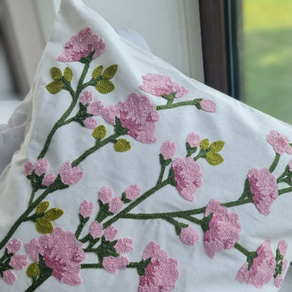 Funda Blanca Bordada Rosas Rosas 45x42