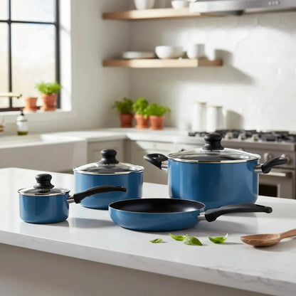 Batería De Cocina De Aluminio 6 Piezas Azul Gourmet Fantuzzi Azul