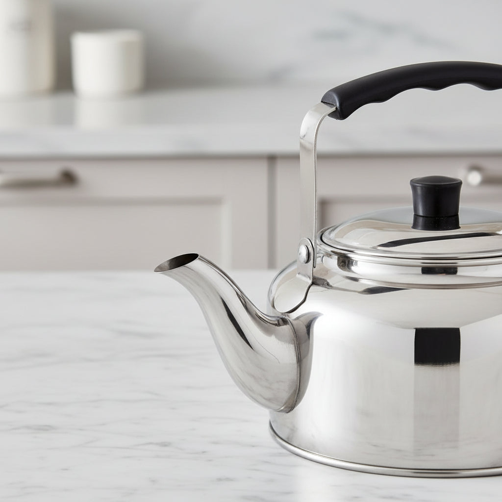 Tetera De Acero Inoxidable Con Filtro 900 Ml Marca Vitta Cromo