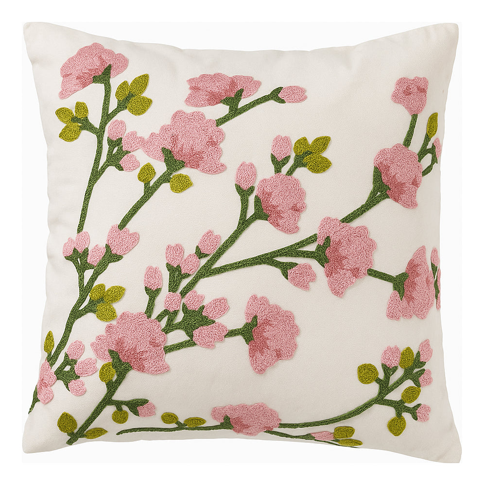 Funda Blanca Bordada Rosas Rosas 45x42