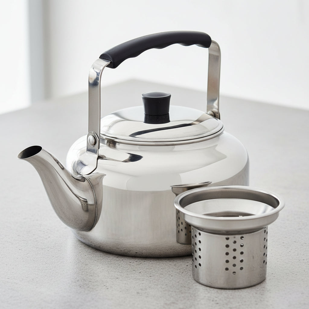 Tetera De Acero Inoxidable Con Filtro 900 Ml Marca Vitta Cromo