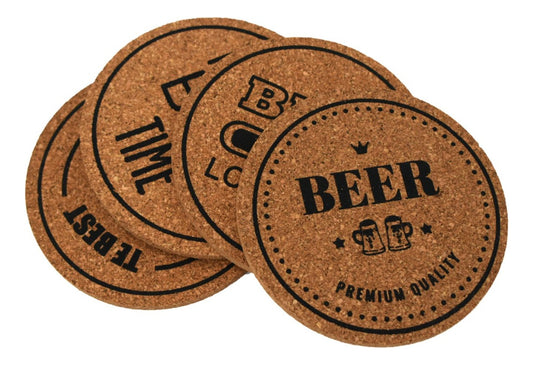 Posa Vasos Corcho Redondo (4u) Cerveza Beige