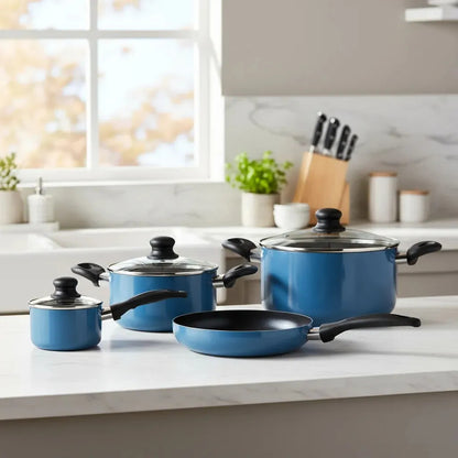 Batería De Cocina De Aluminio 6 Piezas Azul Gourmet Fantuzzi Azul