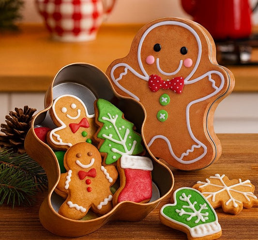 Caja de Metal Galleta Navidad Jengibre Tarro
