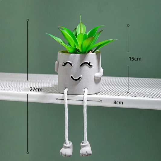 Macetero Kawai con Patitas Pestañas Arriba y Carita