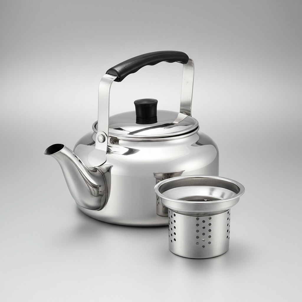 Tetera De Acero Inoxidable Con Filtro 900 Ml Marca Vitta Cromo