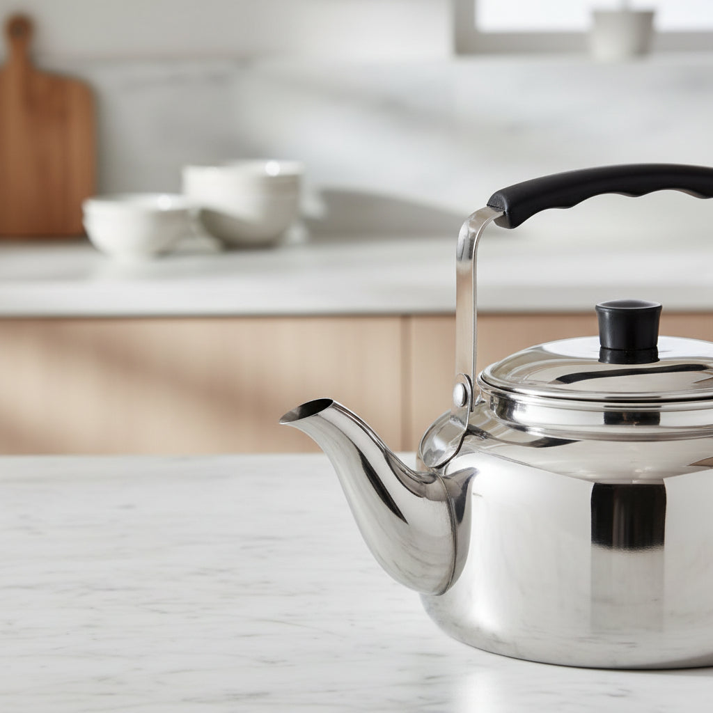 Tetera De Acero Inoxidable Con Filtro 900 Ml Marca Vitta Cromo