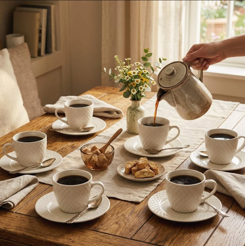 Set de té 6 tazas porcelana Windsor 210 ml