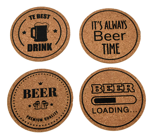 Posa Vasos Corcho Redondo (4u) Cerveza Beige