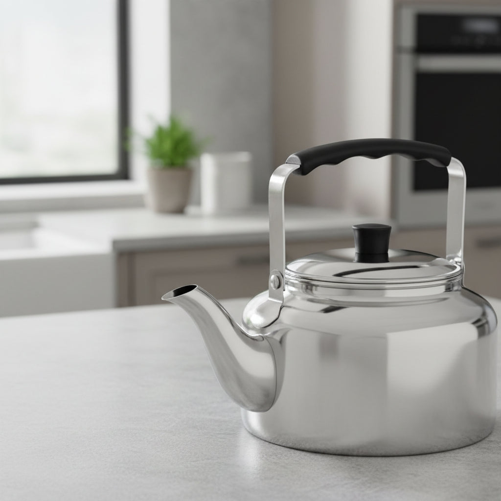 Tetera De Acero Inoxidable Con Filtro 900 Ml Marca Vitta Cromo