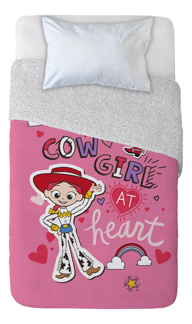 Frazada Polar Sherpa Windsor Toy Story Para Cama 1.5 Plazas Rosa