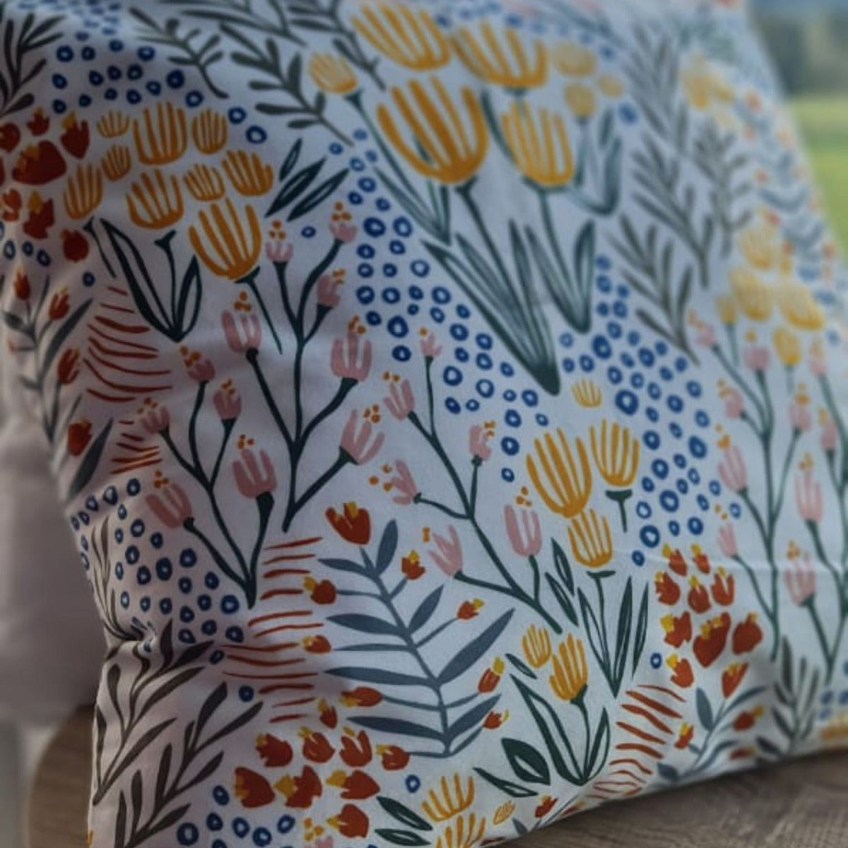 Funda Impresa Flor Tenedor Amarillo 45x42